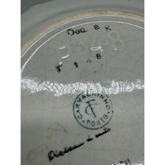 Vtg Portuguese Ceramic Plate bowl Floral Design & Scalloped Edges Hand-Painted - Picture 8 of 10